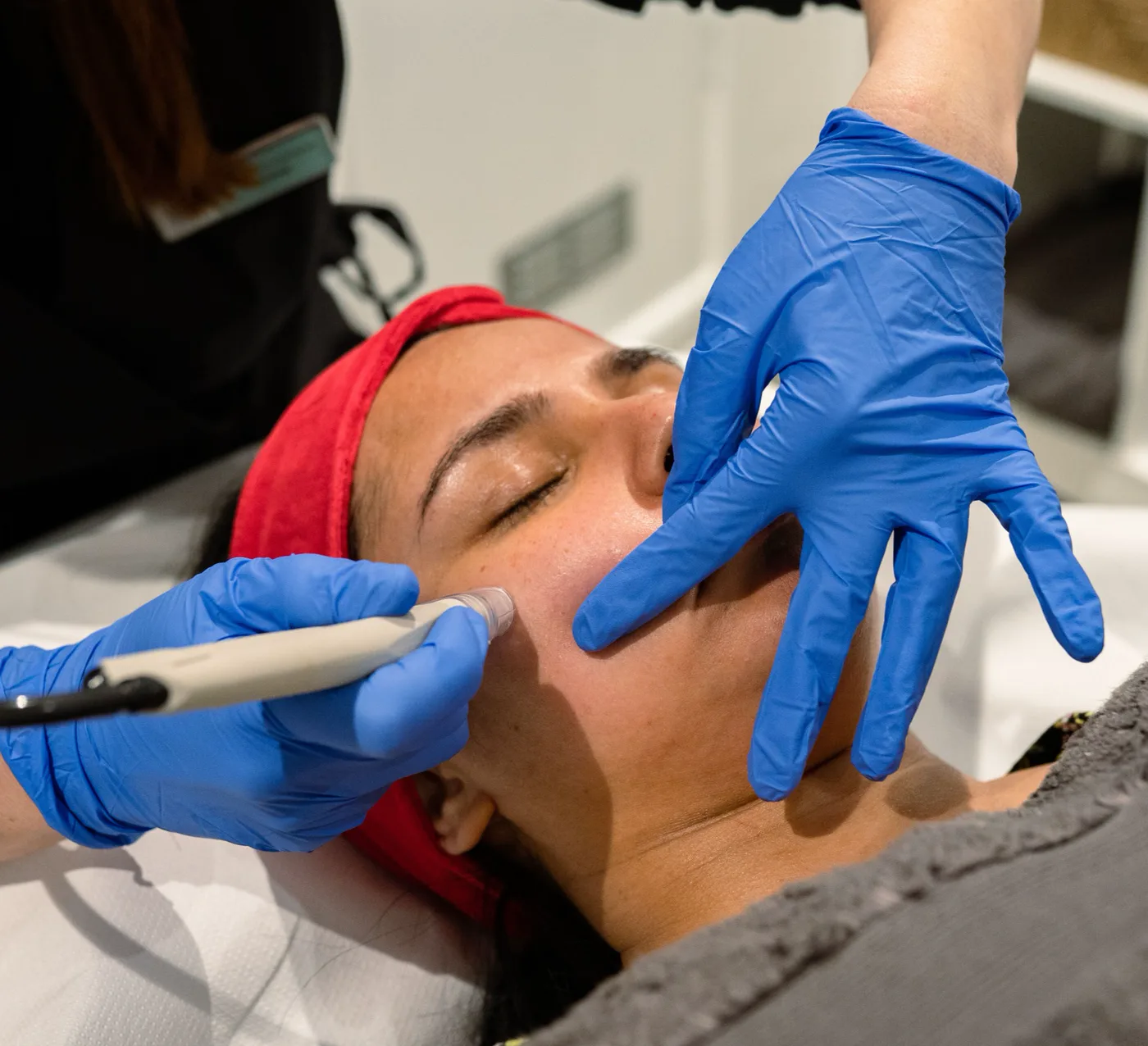 Microdermabrasion with LED light therapy