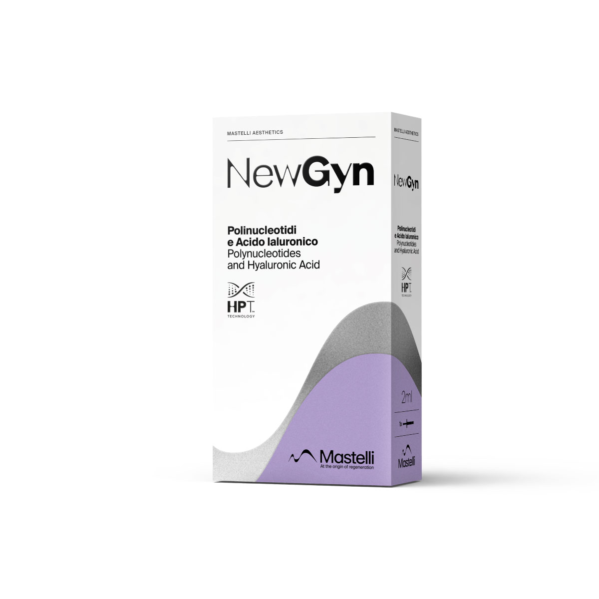 NewGyn polynucleotides and hyaluronic acid product box by Mastelli Aesthetics